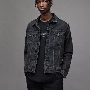 Allsaints Sheba Denim Jacket Large Gray